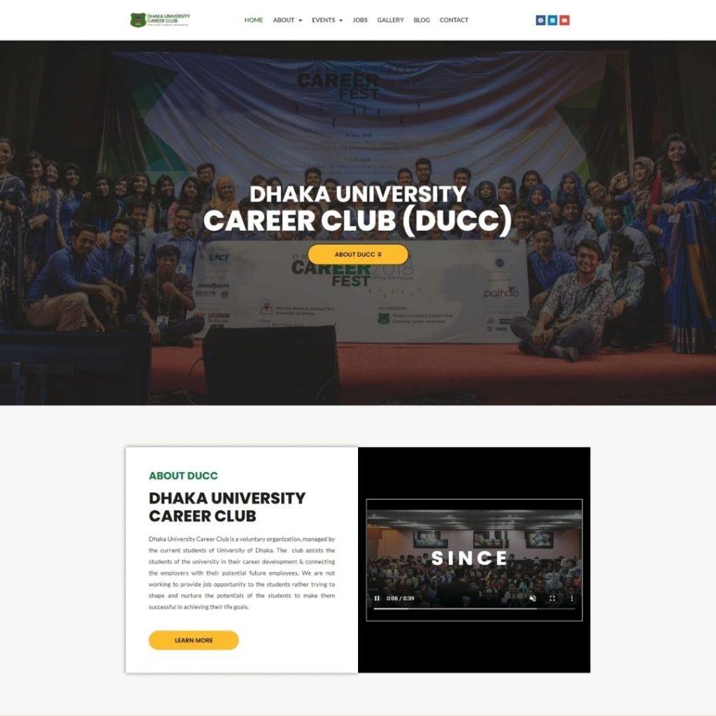 DU Career Club Website Homepage Cover